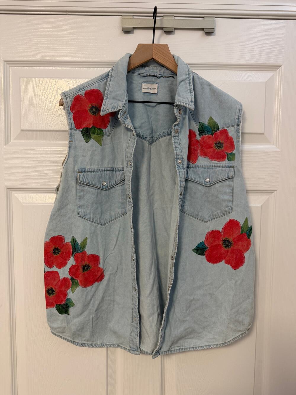 Rialto Jean Project Hand Painted Floral Levi’s Vintage Denim Vest Shirt